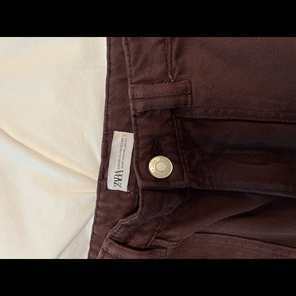 Brown zara straight leg pants